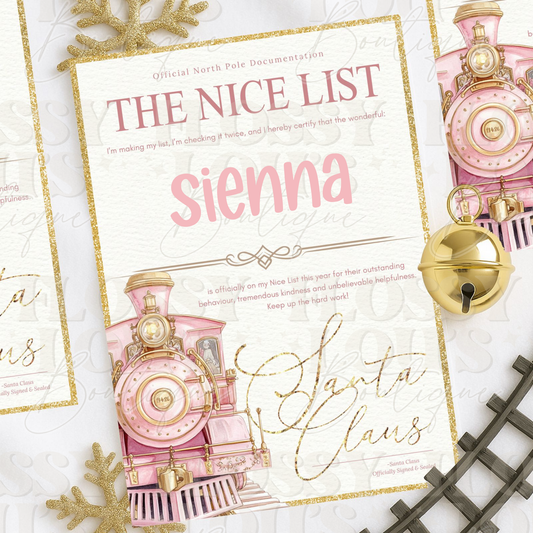 Nice List Certificate- Pink