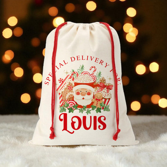 Large Christmas Sack- Santa Bakery Design