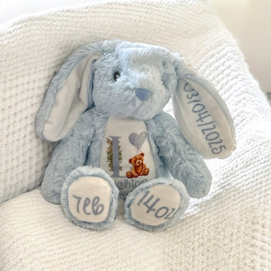 Birth Detail Keepsake - Blue - Bunny