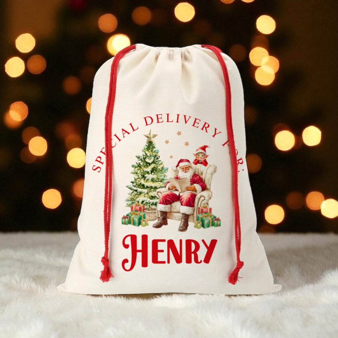 Large Christmas Sack- Santa Story Telling Design