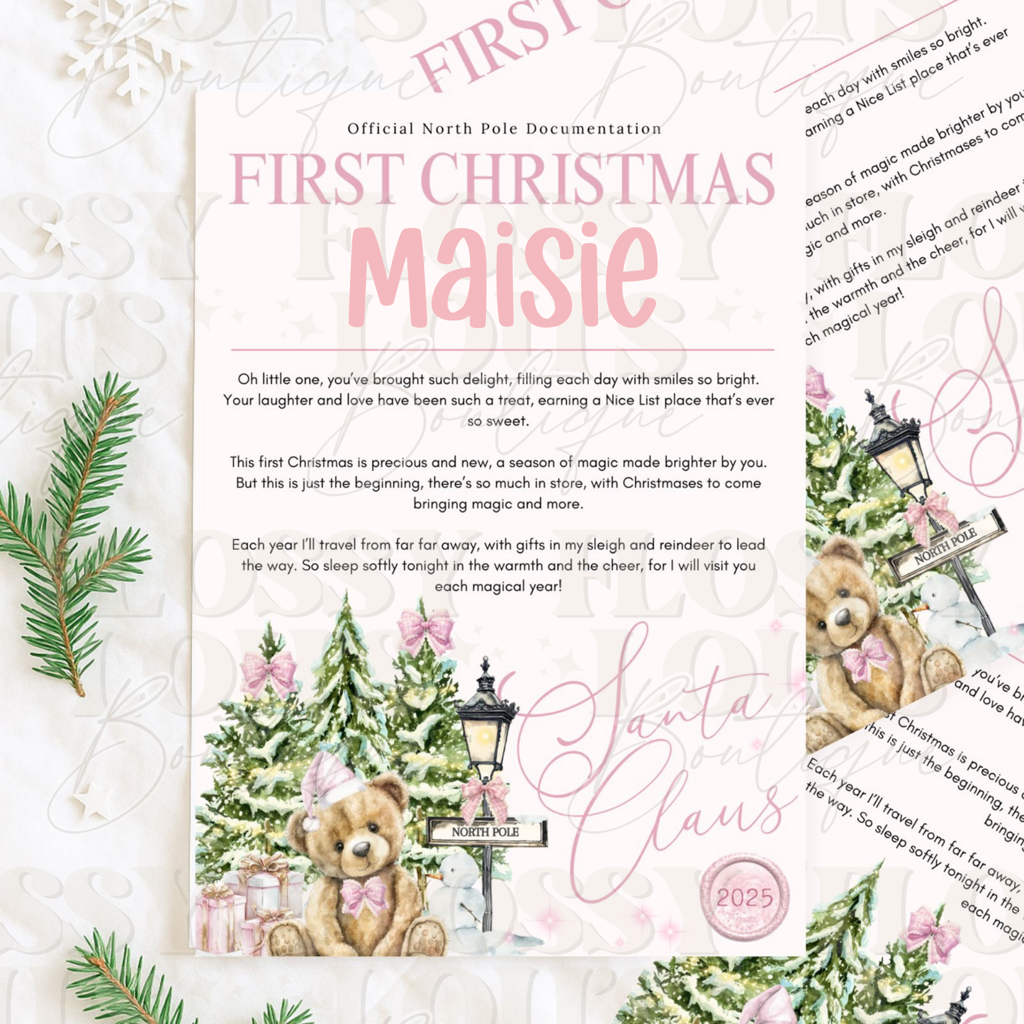 First Christmas Certificate- Pink