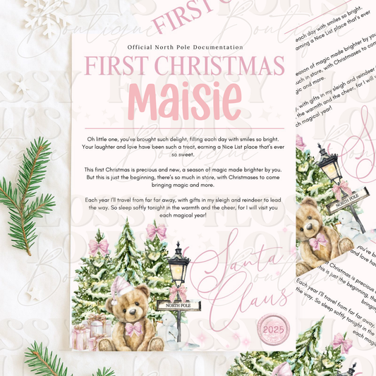 First Christmas Certificate- Pink