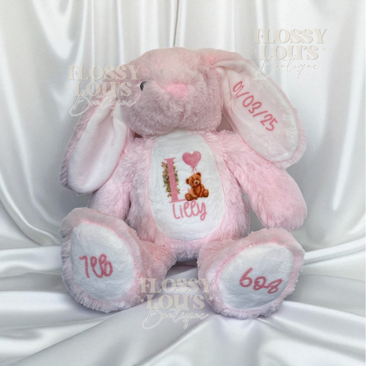 Birth Detail Keepsake - Pink - Bunny