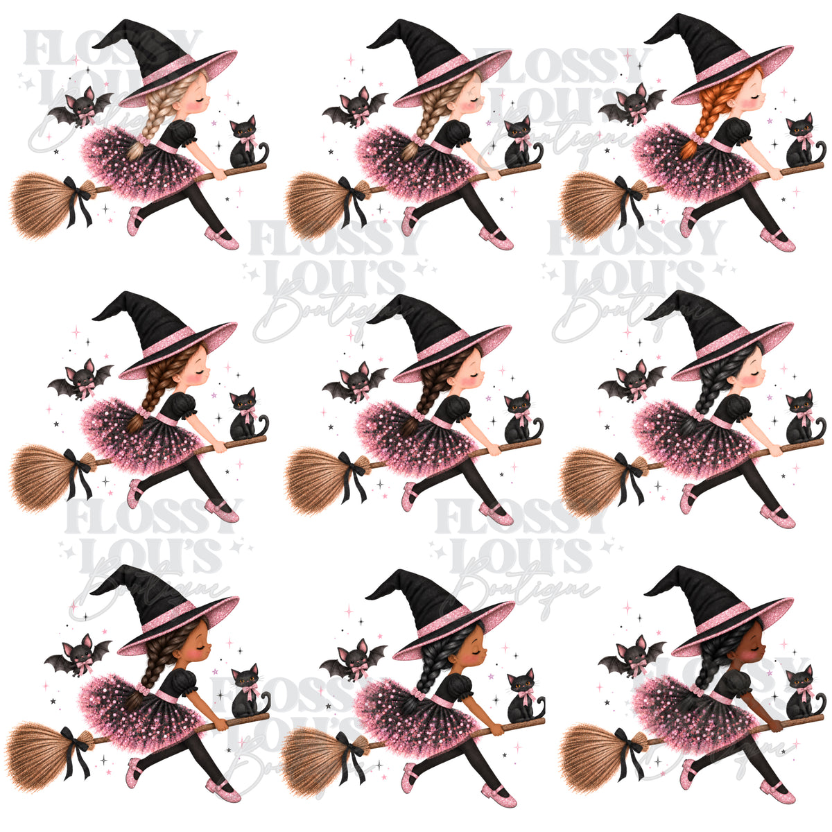 Halloween - Trick or Treat Tote Bag - Girl & Boy Broomstick