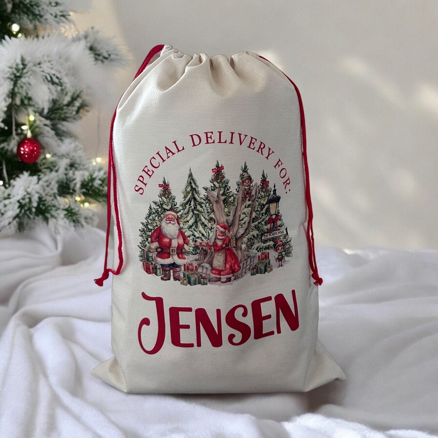 Large Christmas Sack- Winter Wonderland Design