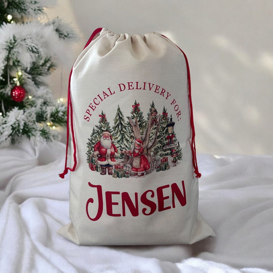 Large Christmas Sack- Winter Wonderland Design