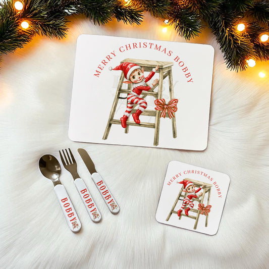 Dinner Set- Elf on a Ladder