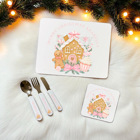 Dinner Set- Pink Gingerbread House