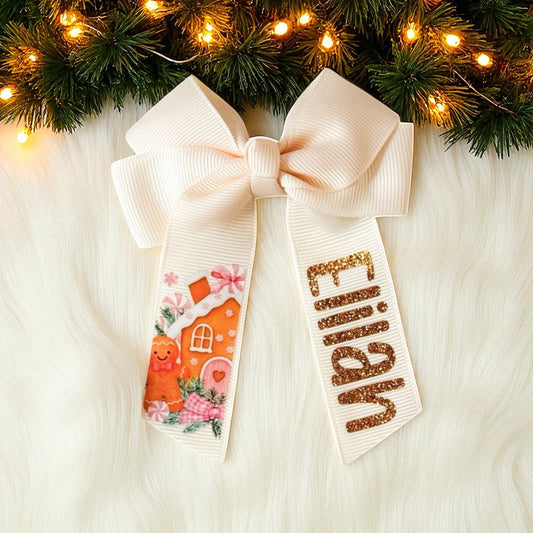 Pink Gingerbread House Bow