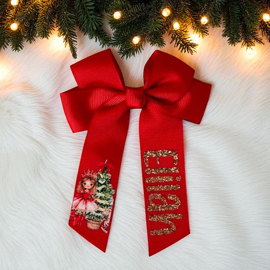 Red Sugarplum Girl Bow