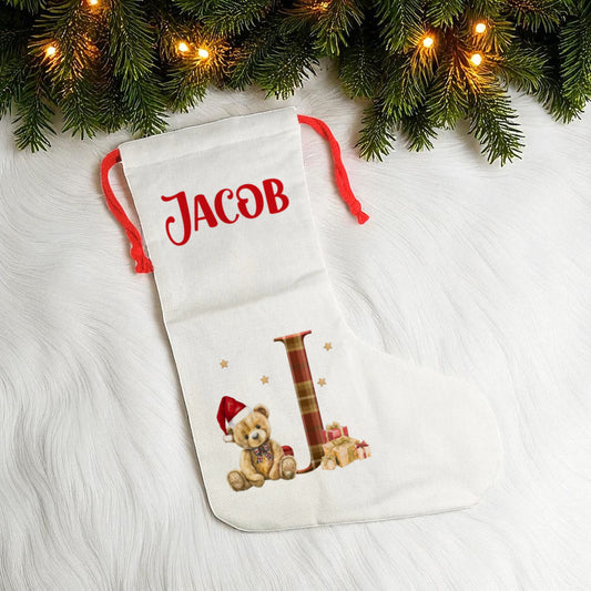 Stocking- A-Z Tartan Bear Design
