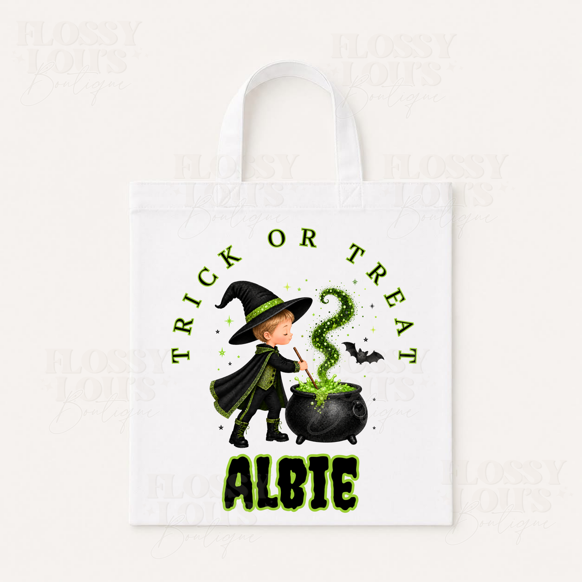 Halloween - Trick or Treat Tote Bag - Boy & Girl Cauldron